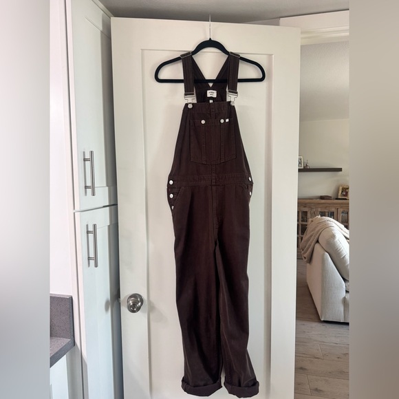 Women's Brown Denim Overalls - Picture 1 of 3